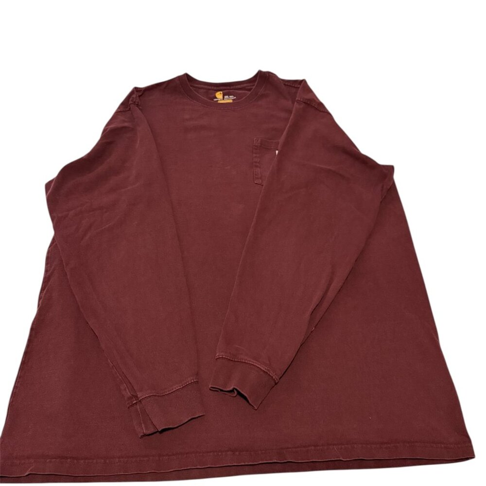 CARHARTT Shirt Mens Loose Fit Heavyweight Long Sleeve Pocket Cotton Red
